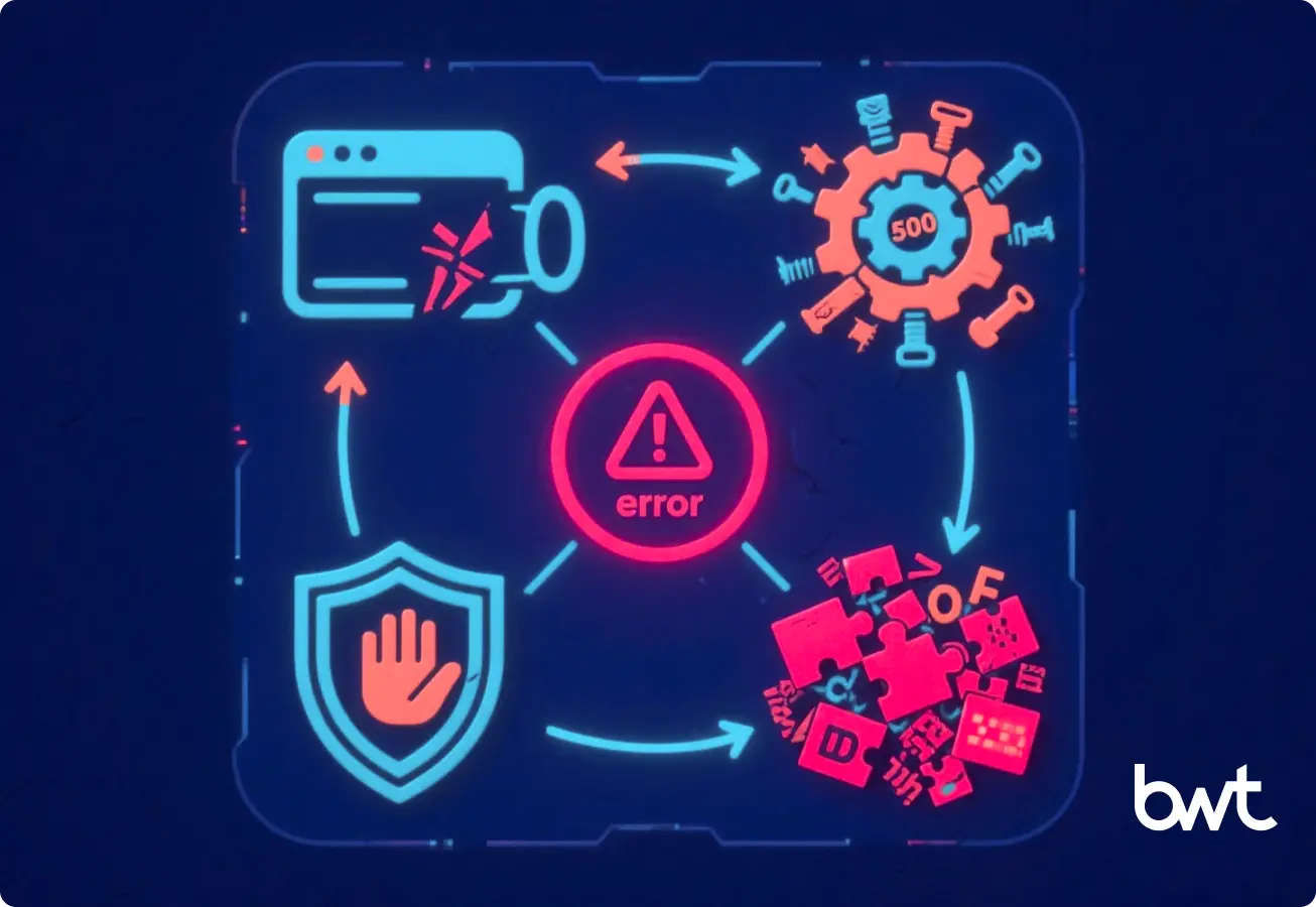 Technical Challenges and Architectural Risks in Event Data Scraping. Infographic by GroupBWT illustrating core architectural challenges in events data scraping: dynamic content, complex structures, anti-scraping measures, and data standardization.
