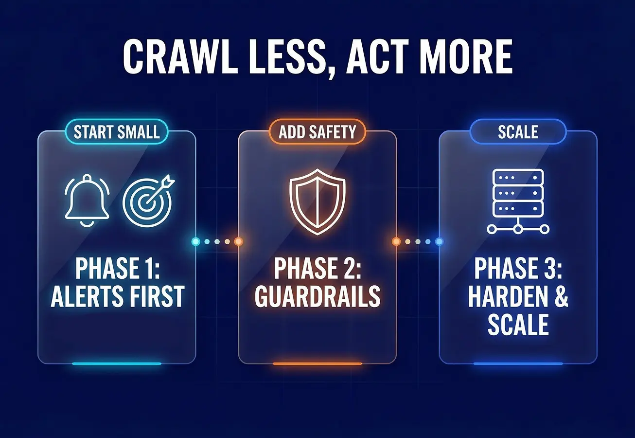 A step-by-step 30-60-90 day implementation roadmap from GroupBWT for deploying safe ecommerce data aggregation.